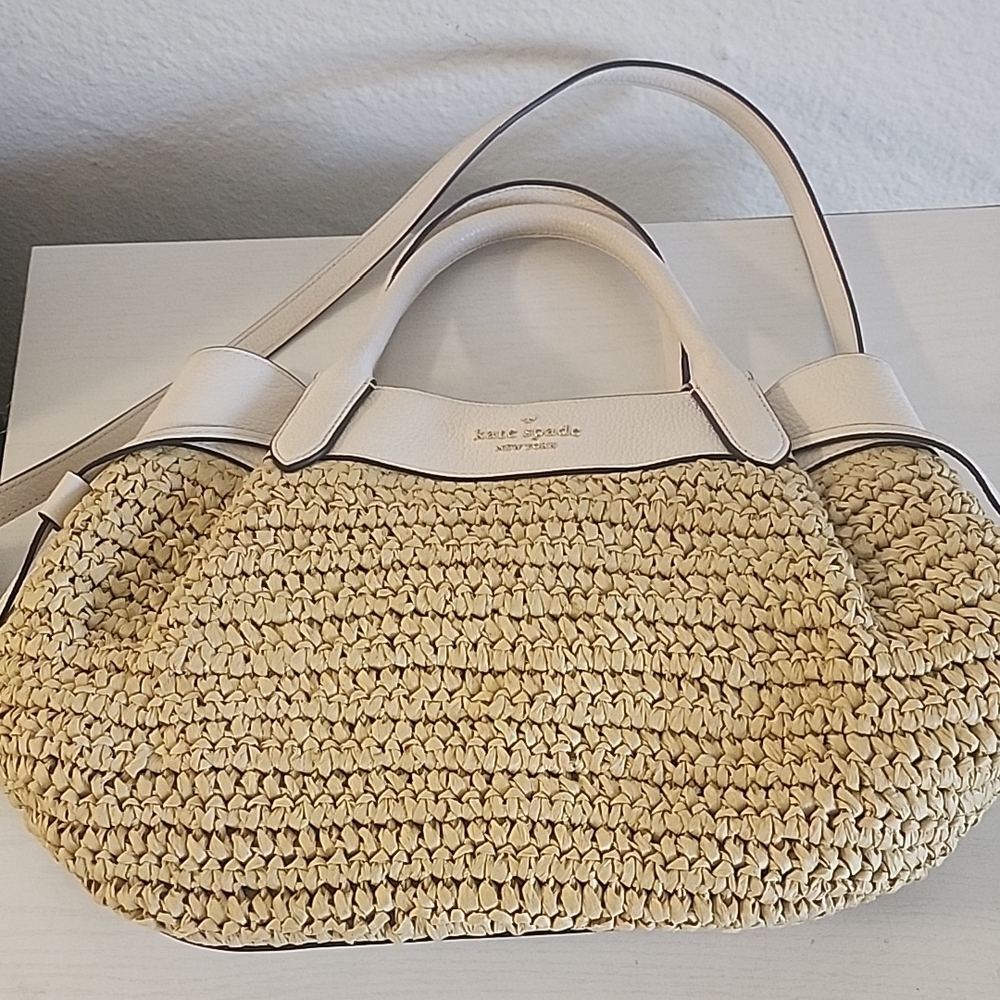 Kate Spade Cream and Tan Woven Tote Bag